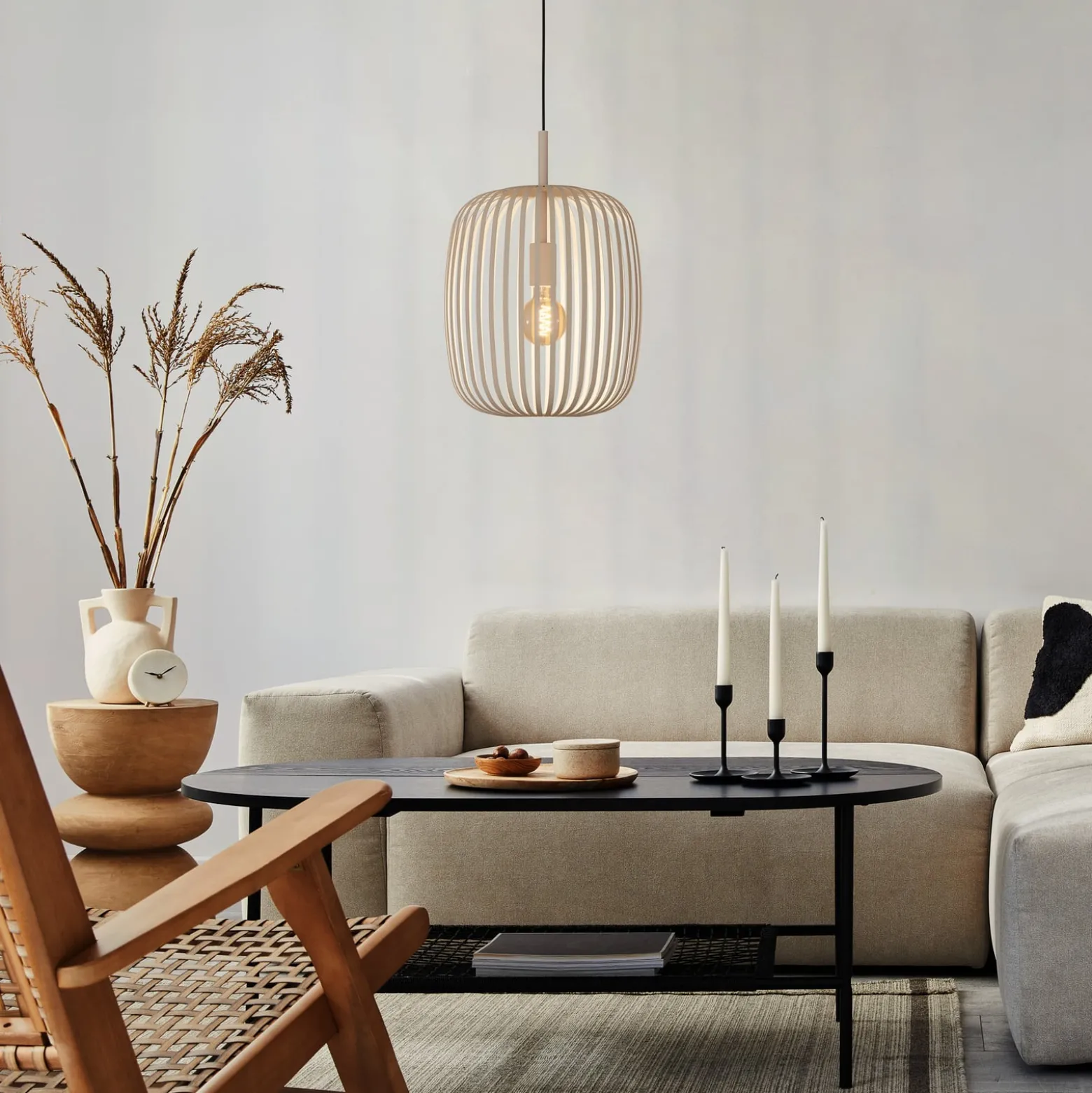 Romazzina-riippuvalaisin, beige, Ø 33 cm, metalli, E27