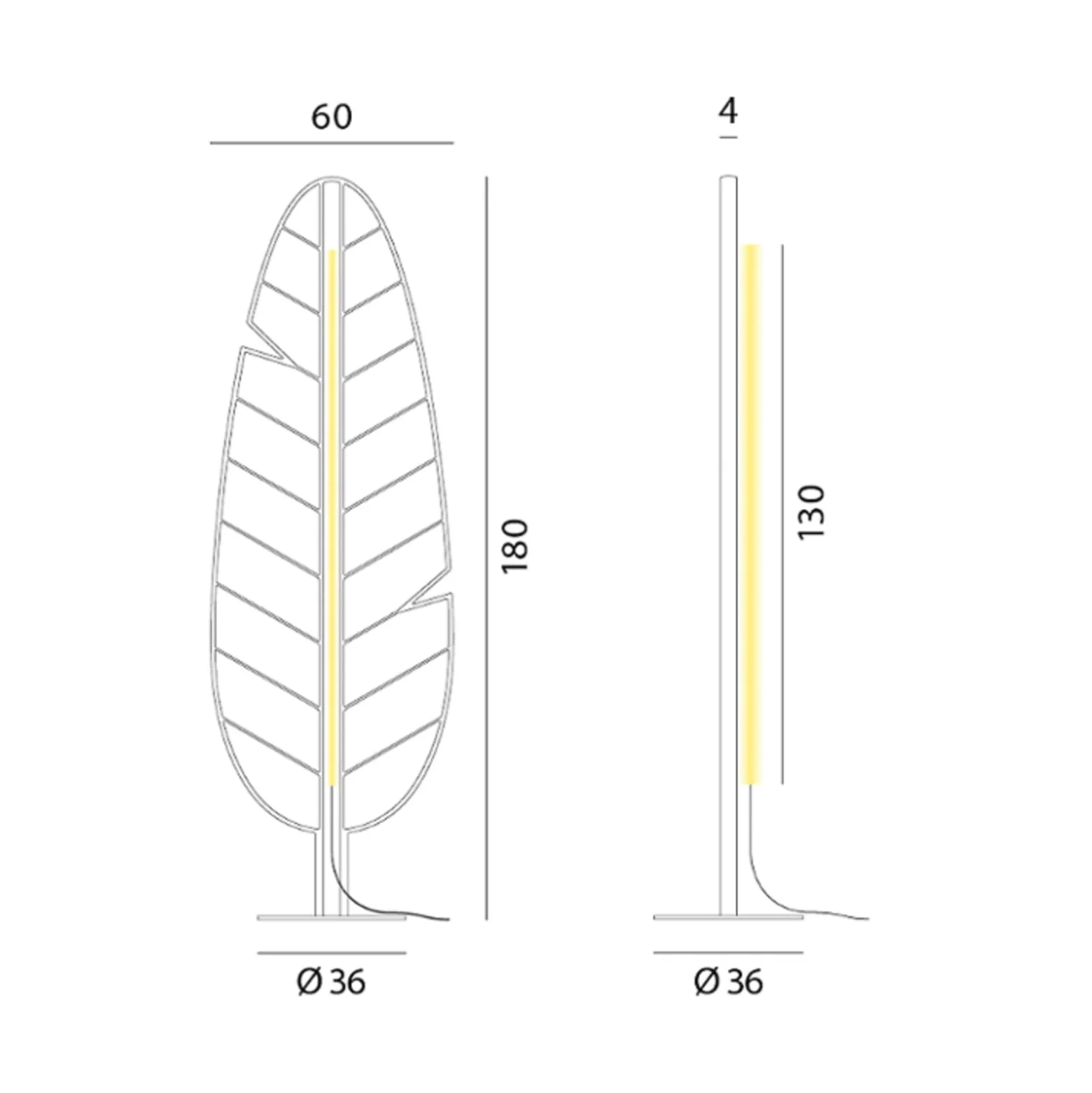Rotaliana Eden Banana LED-lattiavalo, keltainen
