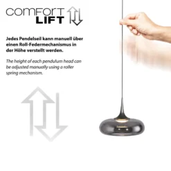 SCHÖNER WOHNEN LED-riippuvalo Posh 5-lamppuinen, savulasi, 3 000 K