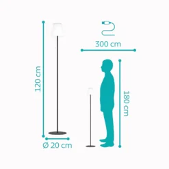 Scordiano-L-aurinko-LED-terassivalaisin, musta, korkeus 120 cm