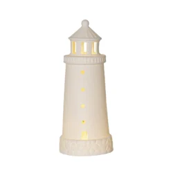 Seaside-LED-koristevalaisin, valkoinen, posliini, korkeus 25 cm