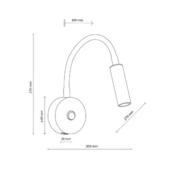 Seinälamppu Lagos USB, 27 cm, musta, lukulamppu, G9