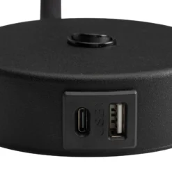 Seinälamppu Lagos USB, 27 cm, musta, lukulamppu, G9