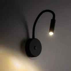 Seinälamppu Lagos USB, 27 cm, musta, lukulamppu, G9
