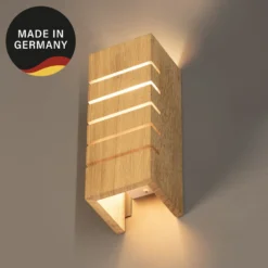 Seinälamppu Shine-Wood, leveys 10 cm, E14, tammi/valkoinen, puu