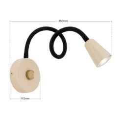 Seinävalaisin Dotty, khaki, joustava varsi, himmennin, GU10