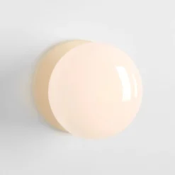 Seinävalaisin Flo, beige, Ø 19 cm, lasi
