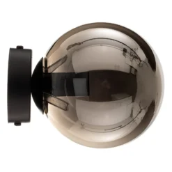Seinävalaisin Glassy, musta, grafiitti, lasi, E14, Ø 14 cm