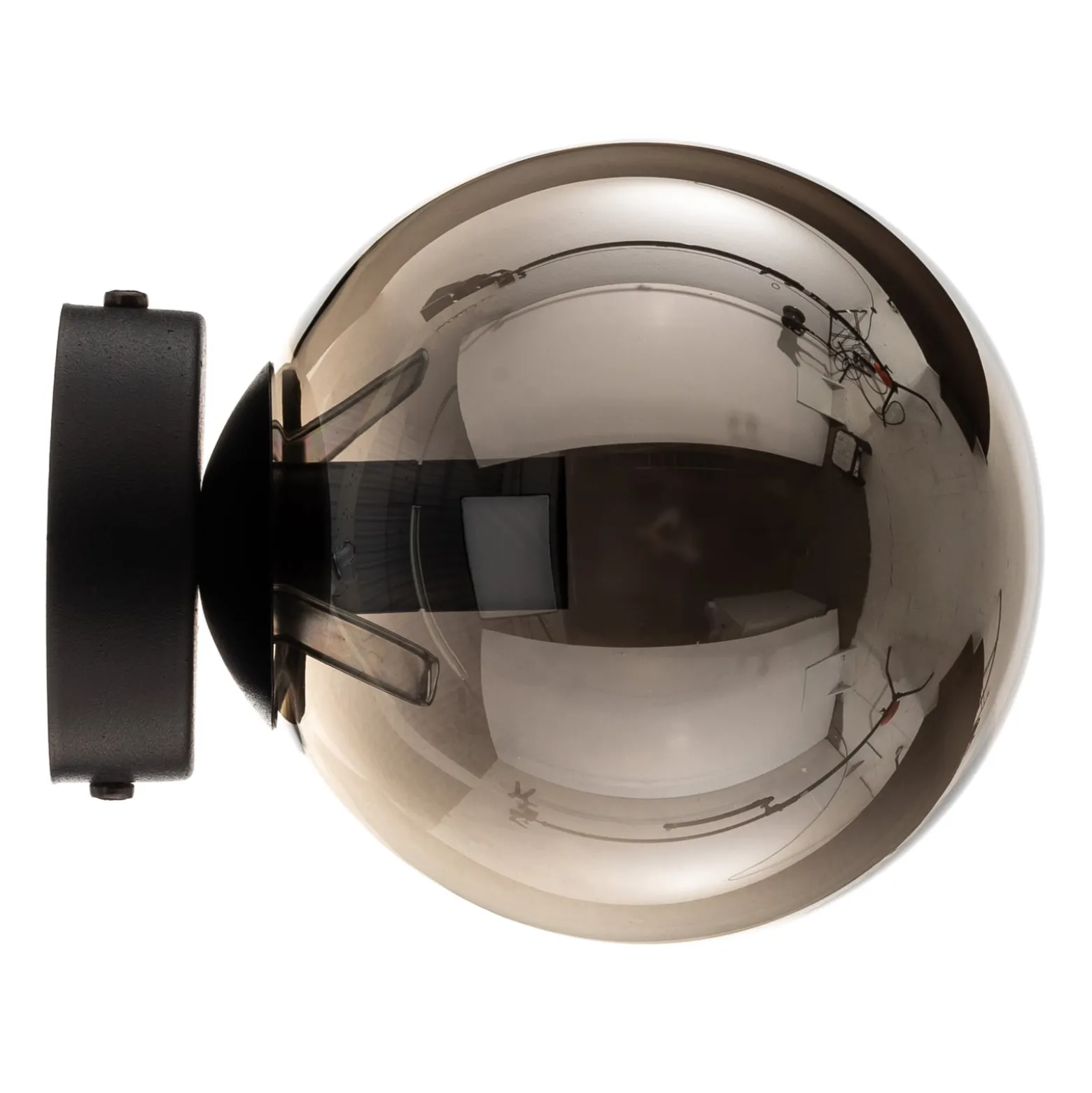 Seinävalaisin Glassy, musta, grafiitti, lasi, E14, Ø 14 cm