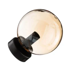 Seinävalaisin Glassy, musta, keltainen, lasi, E14, Ø 14 cm