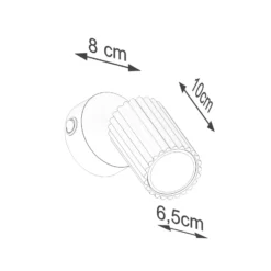 Seinävalaisin hiili, kullanvärinen, ulkonema 16 cm, kytkin