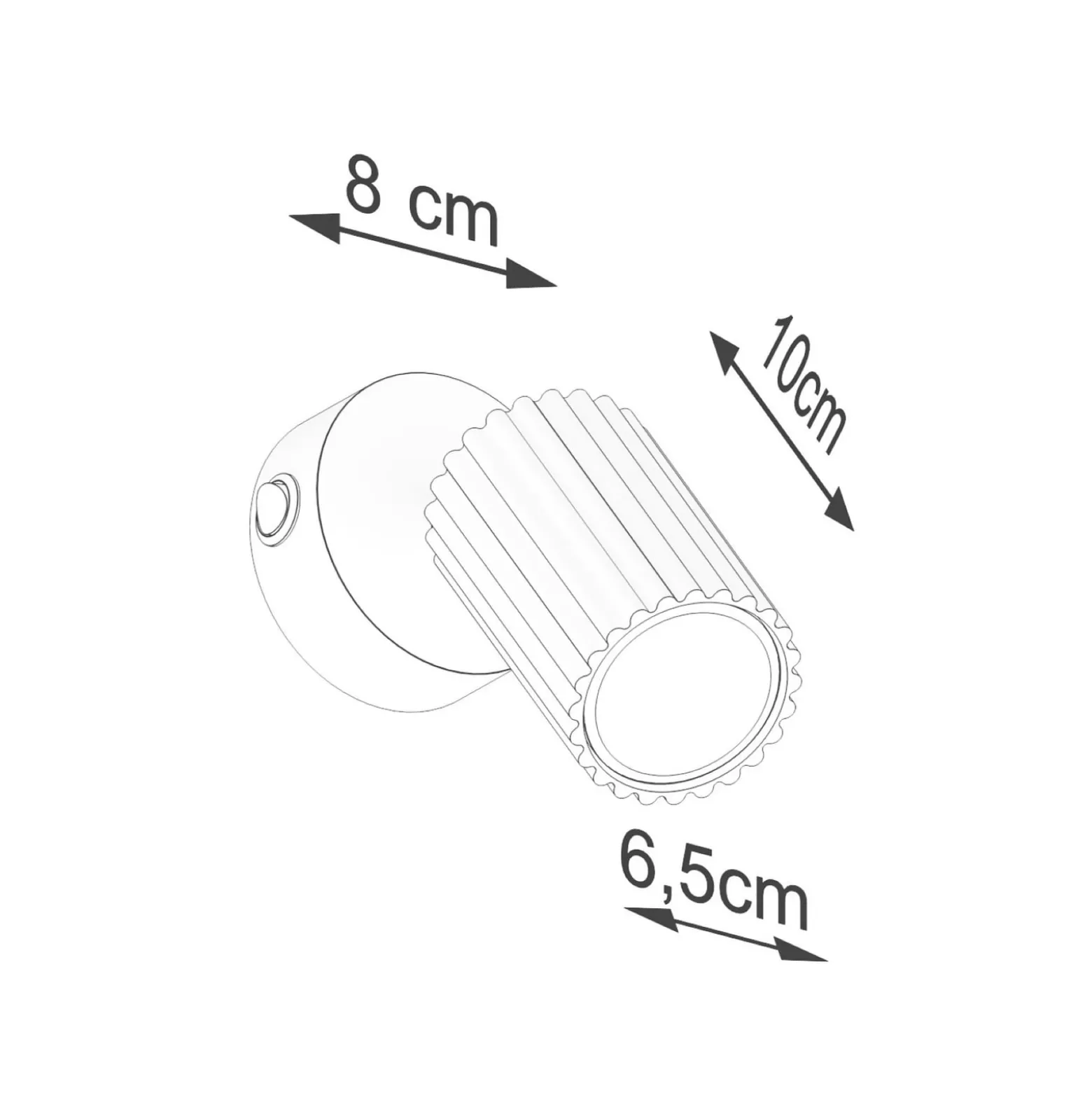 Seinävalaisin hiili, musta, ulkonema 16 cm, kytkin, alumiini