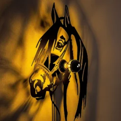 Seinävalaisin Horse, musta, metalli, 57 x 41 cm, pistokekaapeli