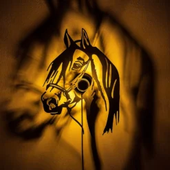 Seinävalaisin Horse, musta, metalli, 57 x 41 cm, pistokekaapeli