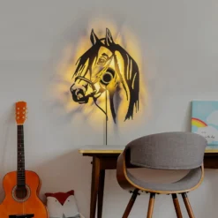 Seinävalaisin Horse, musta, metalli, 57 x 41 cm, pistokekaapeli