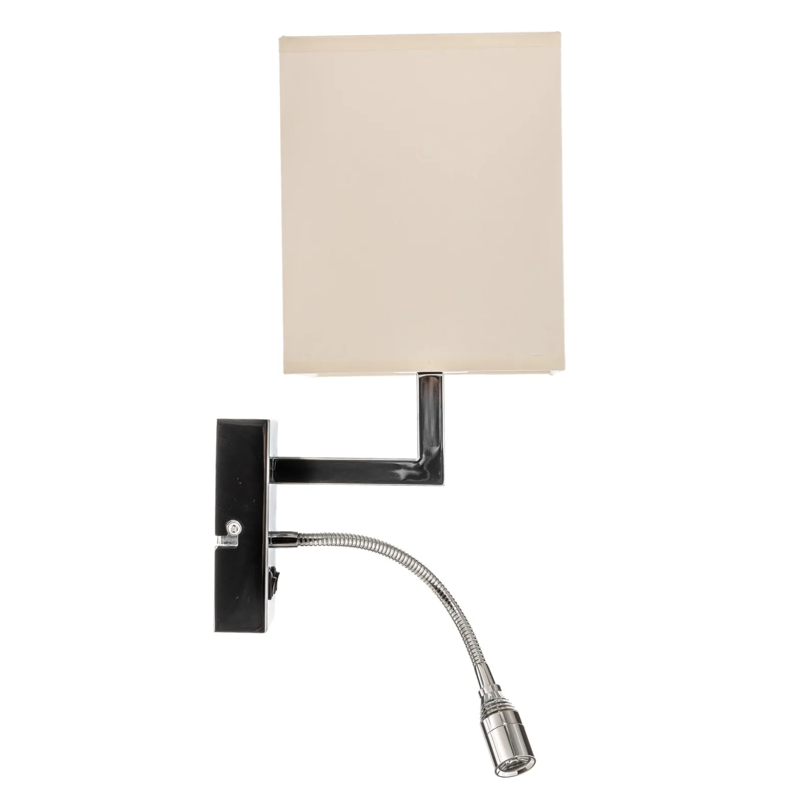 Seinävalaisin Hotel LED, valkoinen, tekstiili, 2-lamppuinen, LED-lukuvalaisin