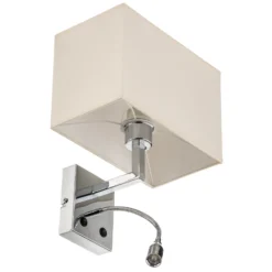Seinävalaisin Hotel LED, valkoinen, tekstiili, 2-lamppuinen, LED-lukuvalaisin