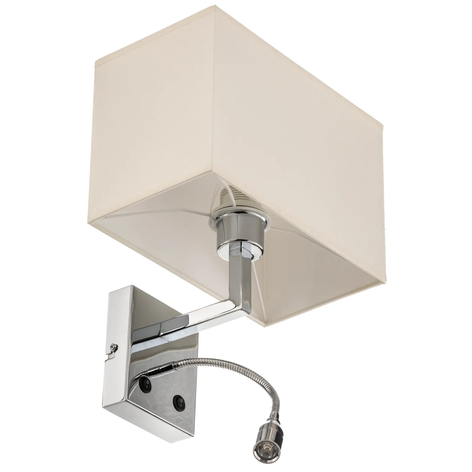 Seinävalaisin Hotel LED, valkoinen, tekstiili, 2-lamppuinen, LED-lukuvalaisin
