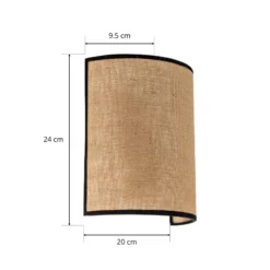 Seinävalaisin Jute&black, luonnonruskea, puolipyöreä