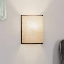 Seinävalaisin Jute&black, luonnonruskea, puolipyöreä
