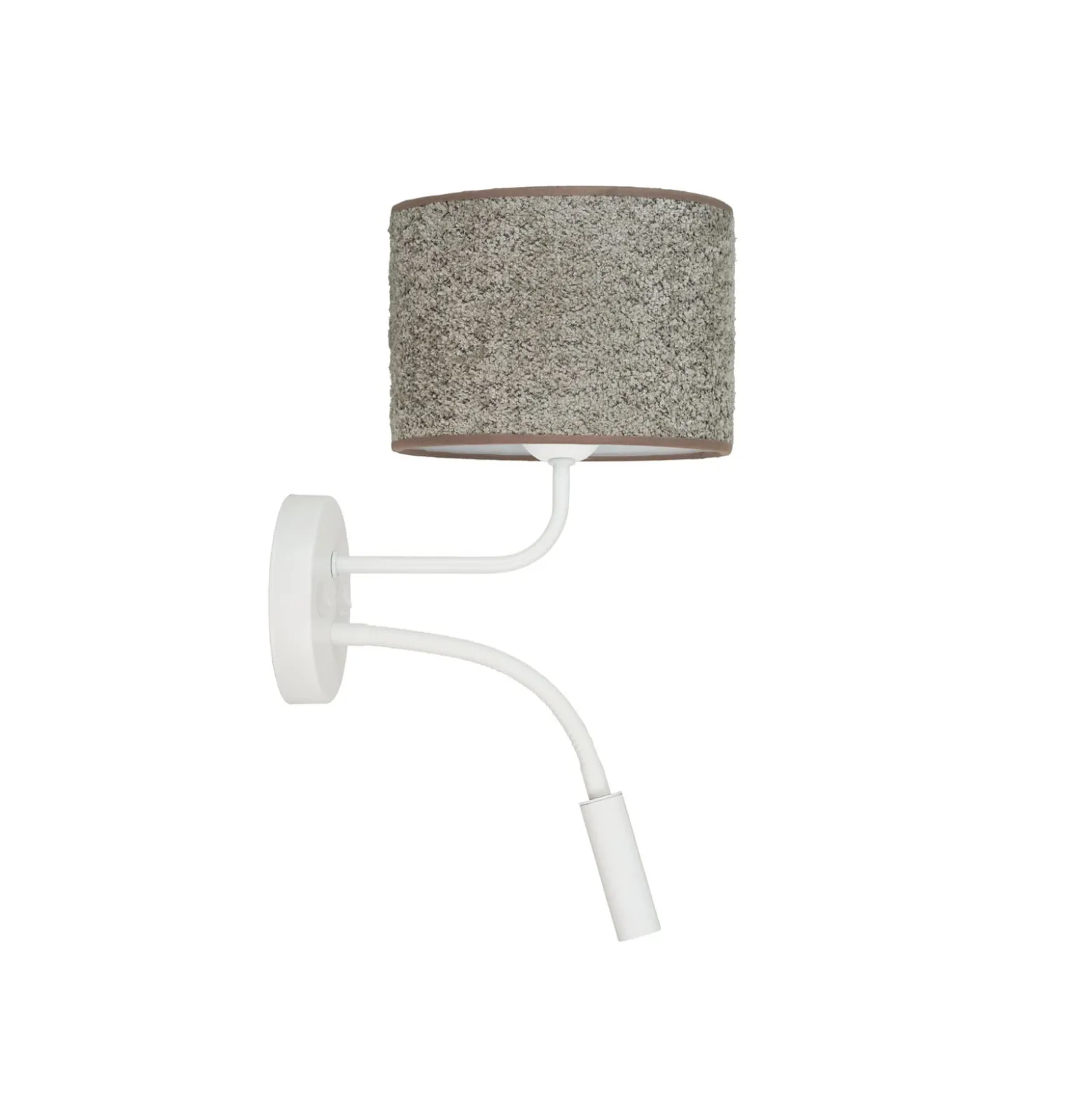 Seinävalaisin Roller, bouclé harmaa, valkoinen, lukuvalolla