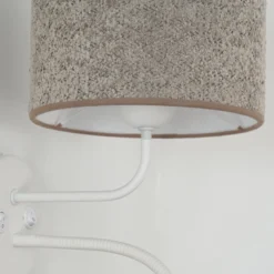 Seinävalaisin Roller, bouclé harmaa, valkoinen, lukuvalolla