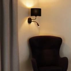 Seinävalaisin Roller, sametti musta, musta, lukuvalolla