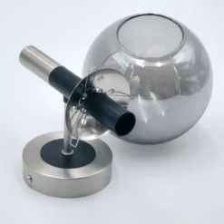 Seinävalaisin Rollo, Ø 15 cm, savuharmaa, lasi/metalli