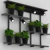 Seinävalaisin Shelf, musta, leveys 102 cm, puu, 4-lamppuinen.