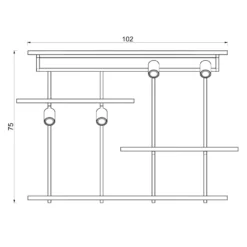 Seinävalaisin Shelf, musta, leveys 102 cm, puu, 4-lamppuinen.