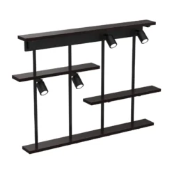 Seinävalaisin Shelf, musta, leveys 102 cm, puu, 4-lamppuinen.
