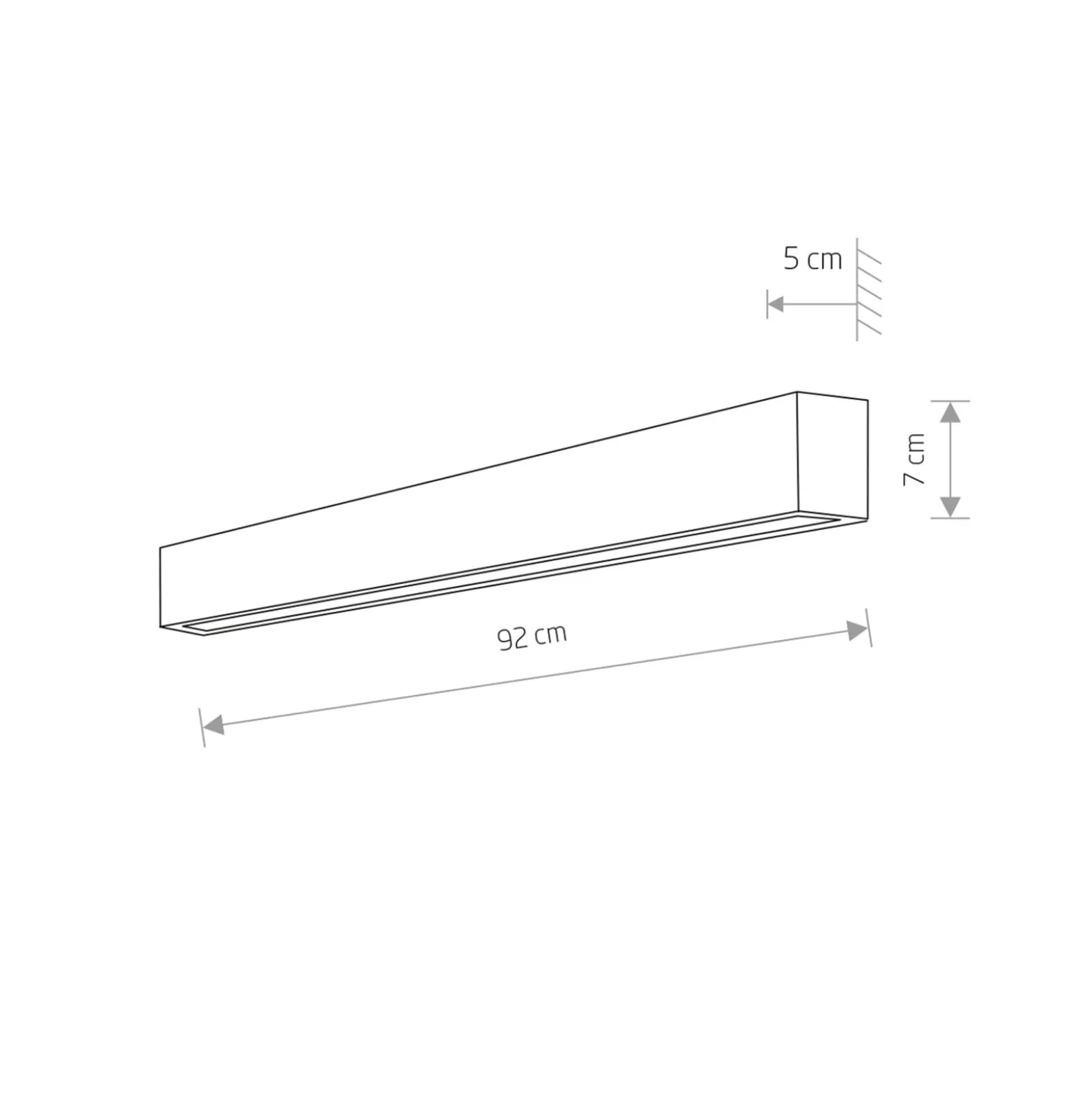 Seinävalaisin Straight M, 92 cm, valkoinen