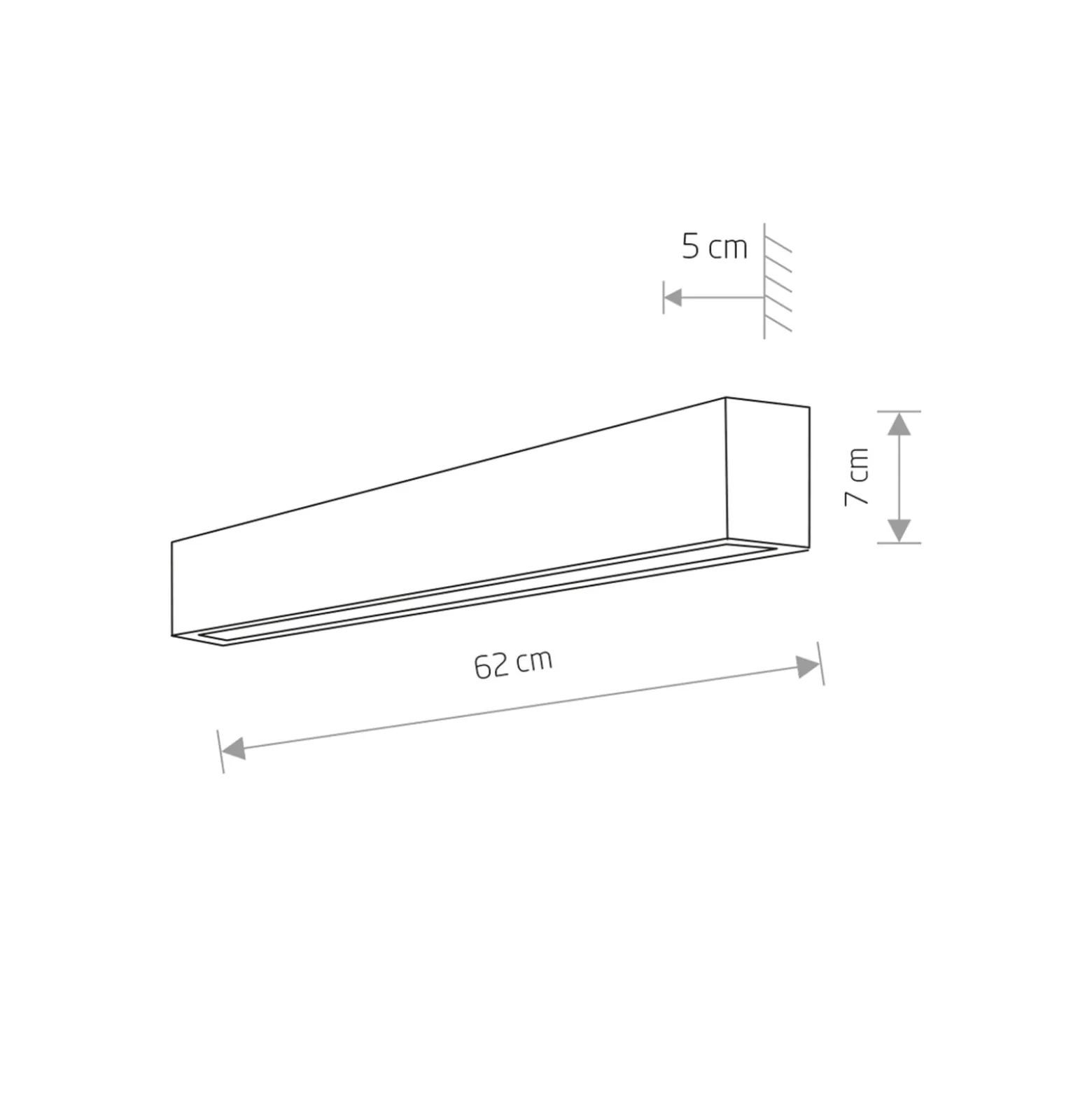 Seinävalaisin Straight S, 62 cm, valkoinen