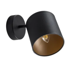 Seinävalaisin Suerte, musta / kulta, 1-lamppuinen, tekstiili, teräs