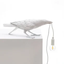 SELETTI lintulamppu LED koristeellinen pöytävalaisin leikkisä valkoinen