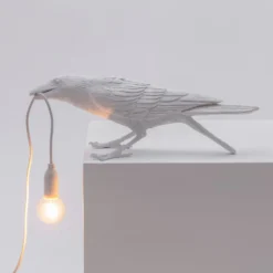 SELETTI lintulamppu LED koristeellinen pöytävalaisin leikkisä valkoinen