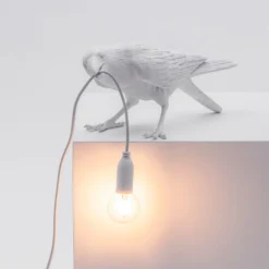 SELETTI lintulamppu LED koristeellinen pöytävalaisin leikkisä valkoinen