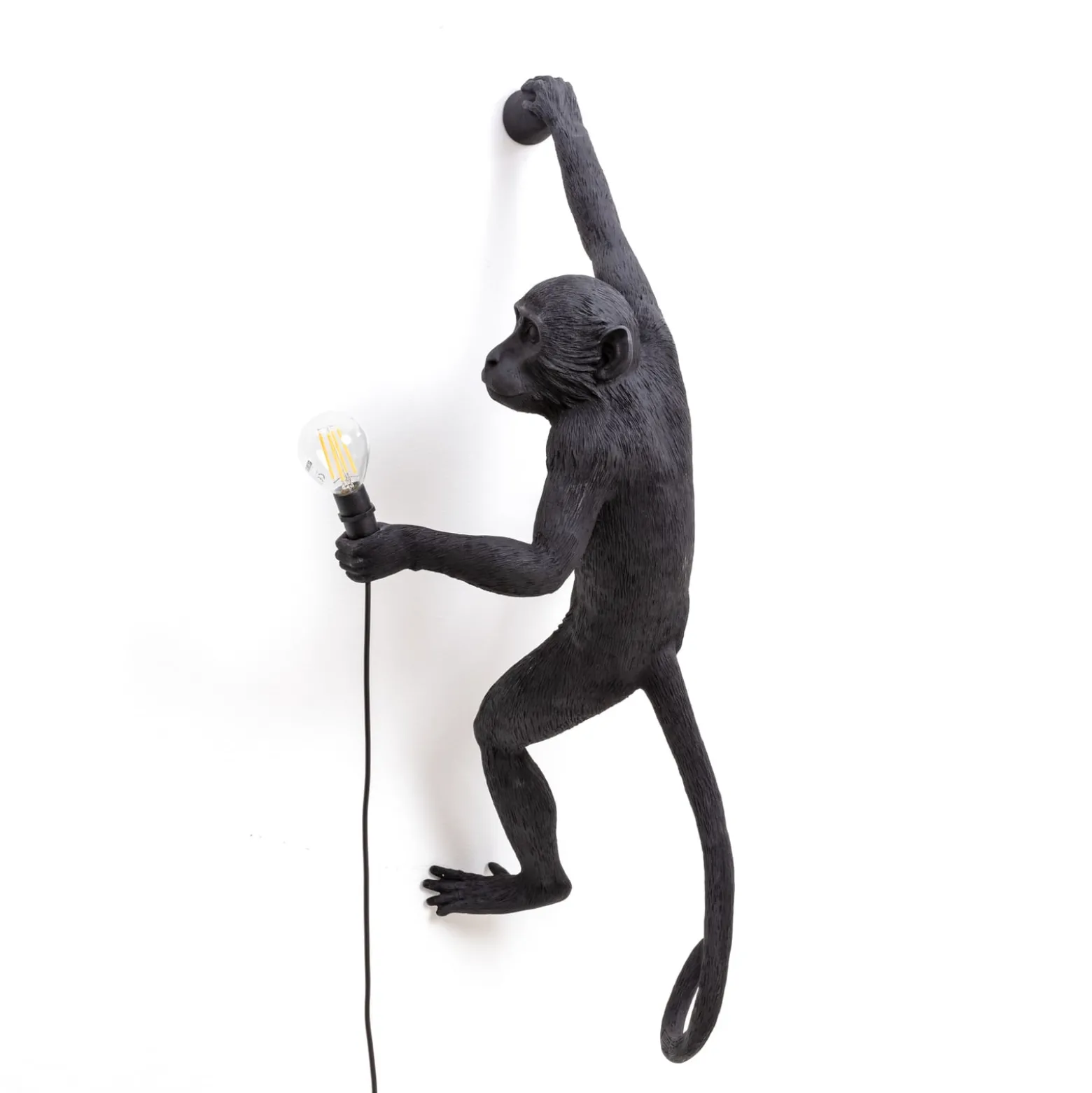 SELETTI Monkey Lamp koristeellinen seinävalaisin oikea musta