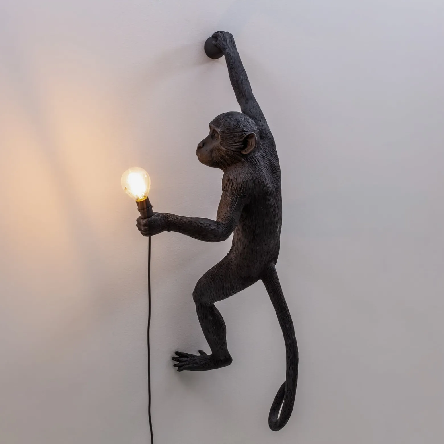 SELETTI Monkey Lamp koristeellinen seinävalaisin oikea musta