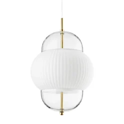 Shahin XL-riippuvalaisin, Ø 38 cm, 5-valo, valkoinen / kirkas, lasi