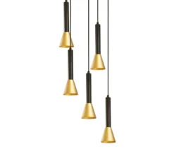 Signal-riippuvalo, Ø 37 cm, musta/kultaisenvärinen metalli, 5-lamppuinen