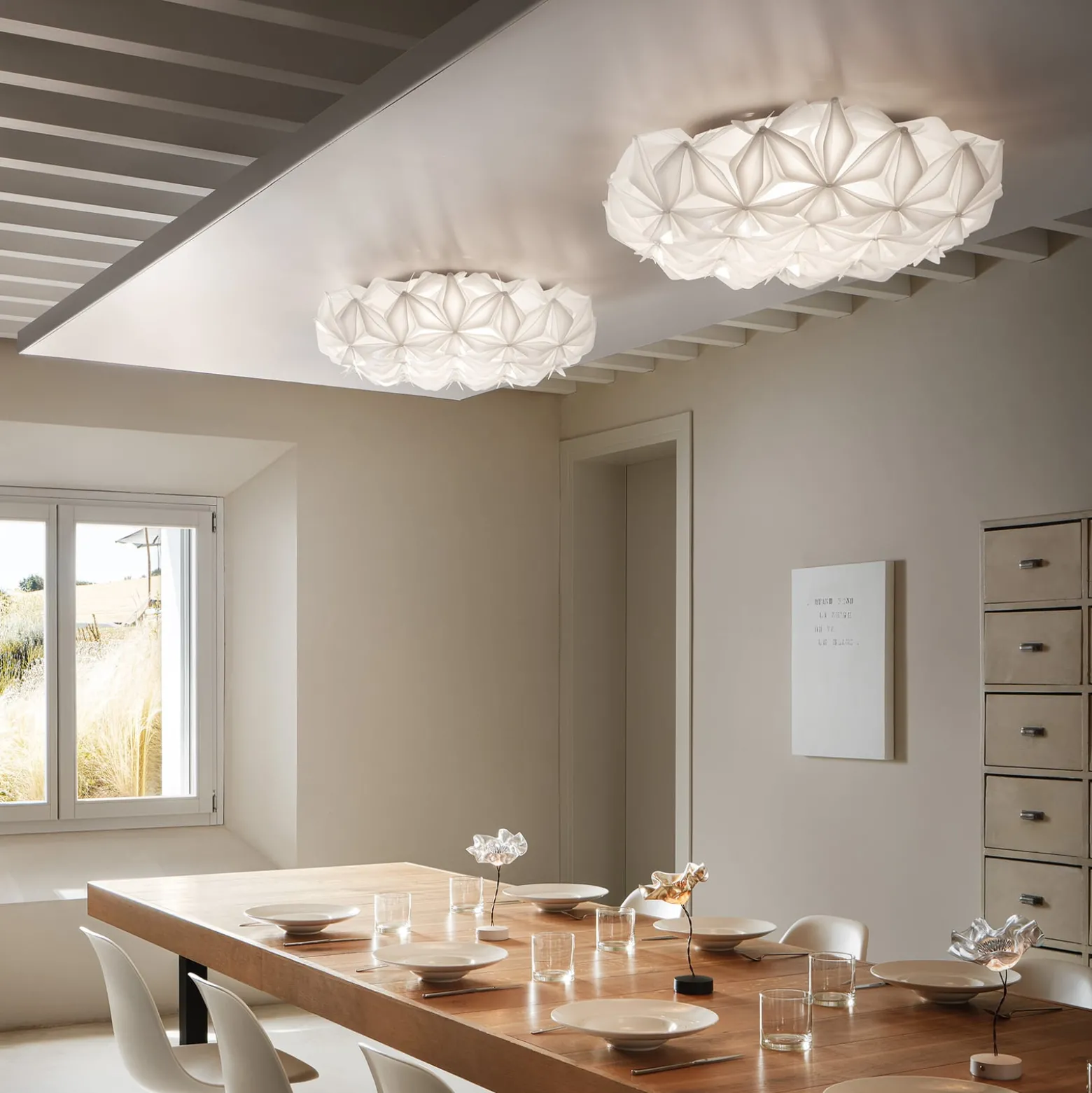 Slamp La Vie L kattovalaisin, leveys 71 cm, valkoinen