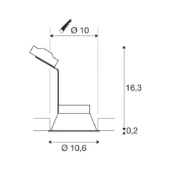 SLV Horn uppoasennusvalaisin, QPAR51, musta, alumiini, Ø 10,5 cm