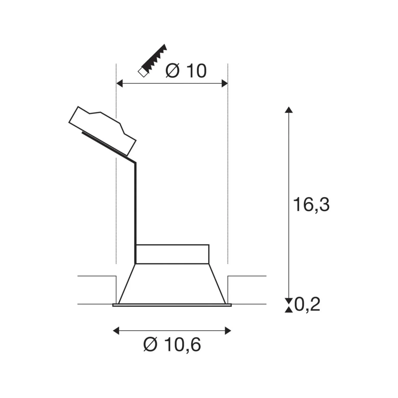 SLV Horn uppoasennusvalaisin, QPAR51, musta, alumiini, Ø 10,5 cm