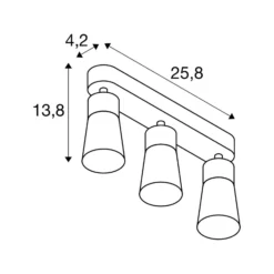 SLV kattovalaisin Puri 2.0 Cone, musta, pituus 26 cm, 3-lamppuinen.