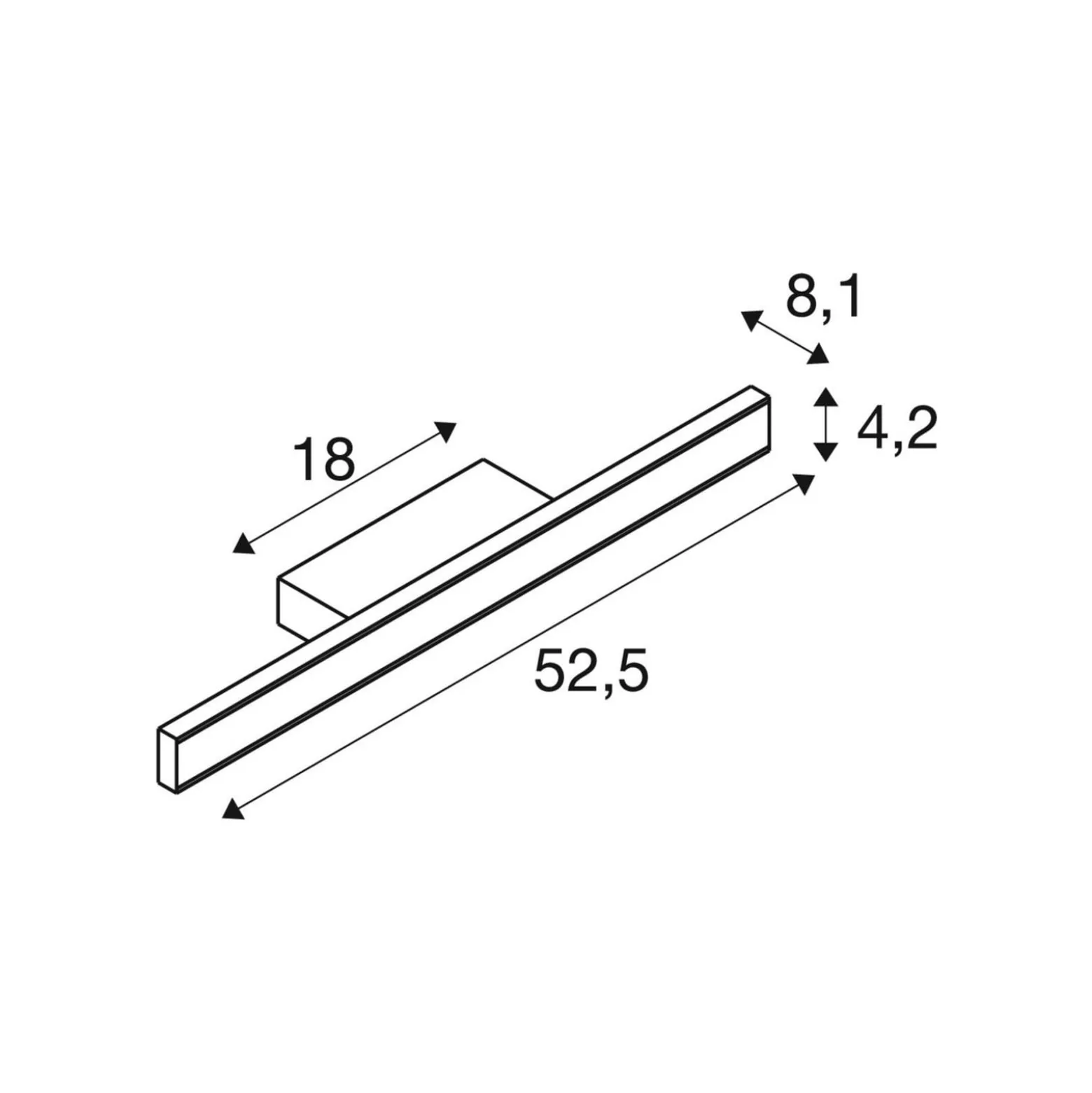 SLV kylpyhuoneen LED-seinävalaisin One Linear, 52 cm, messinkivärinen