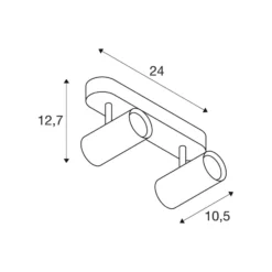 SLV LED-kattokohdevalo Noblo, musta, 2700 K, pituus 24 cm