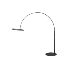 SLV LED-lattiavalaisin One Bow FL, musta, terästä, korkeus 232 cm