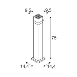 SLV LED-valaisin S-Cube 75, antrasiitti, alumiini, korkeus 75 cm