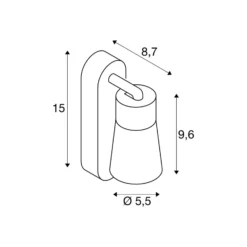 SLV seinälamppu Puri 2.0 Cone, musta, leveys 15 cm, metalli